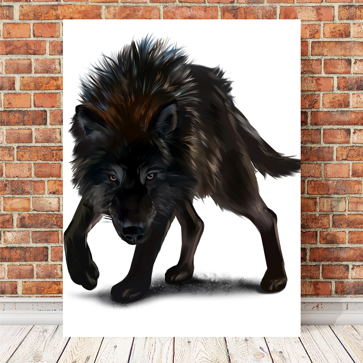 Aggressive Black Wolf Wall Art
