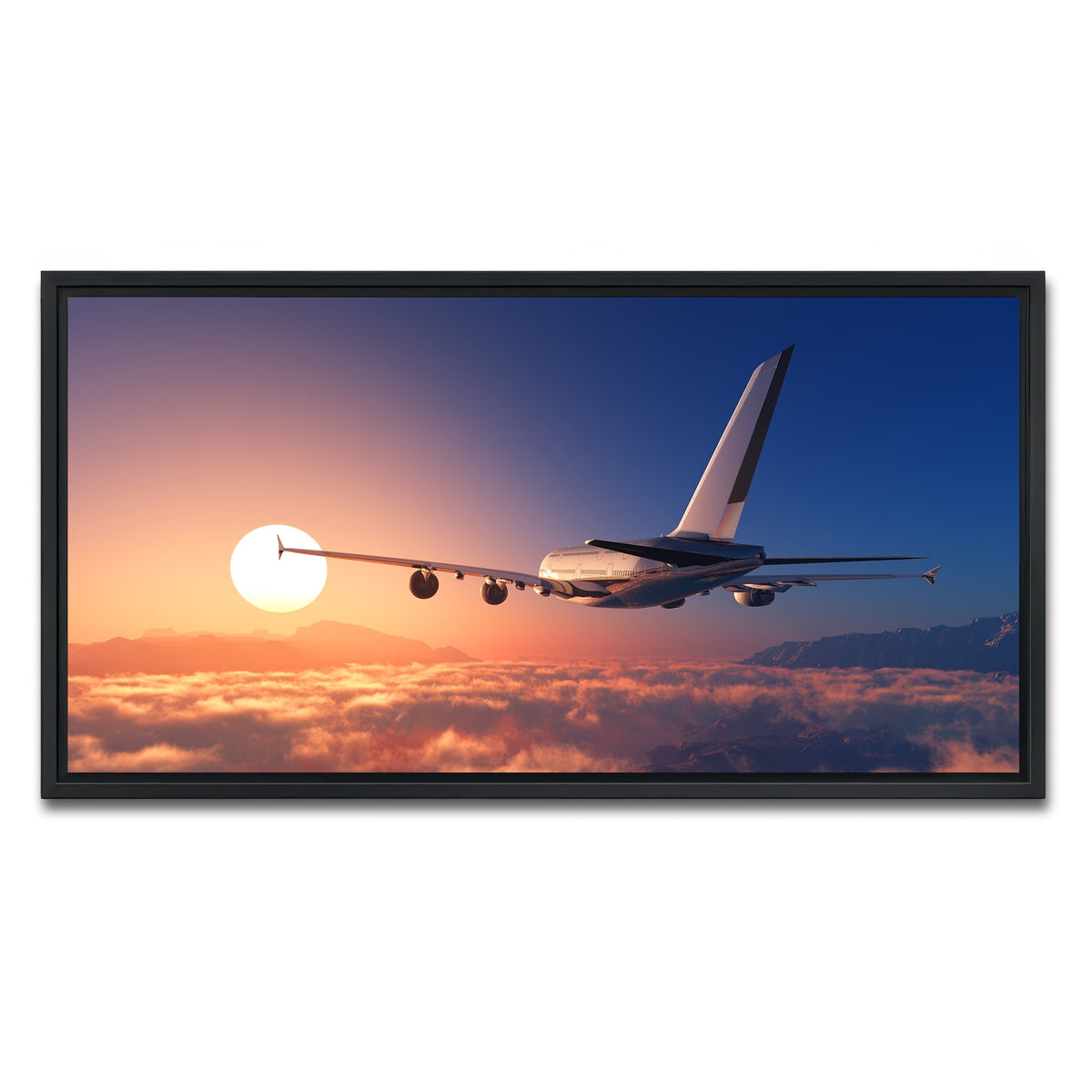 AUTO-MOCKUP WHITE | Airplane above the clouds | 1 Piece | Black Framed Canvas | group=2x1