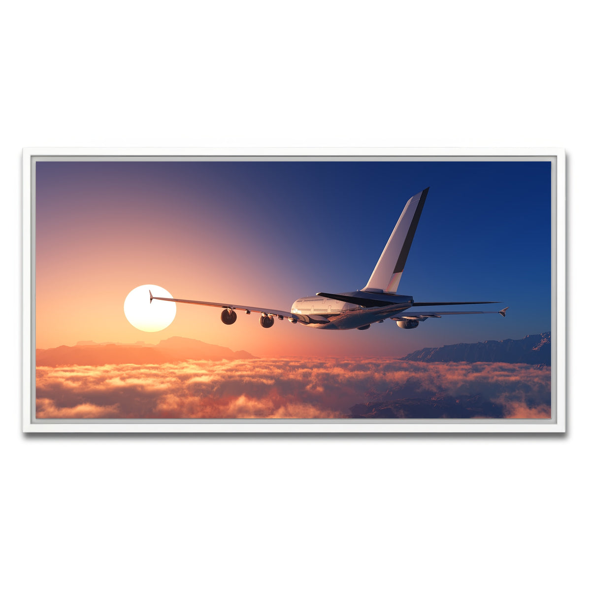 AUTO-MOCKUP WHITE | Airplane above the clouds | 1 Piece | White Framed Canvas | group=2x1