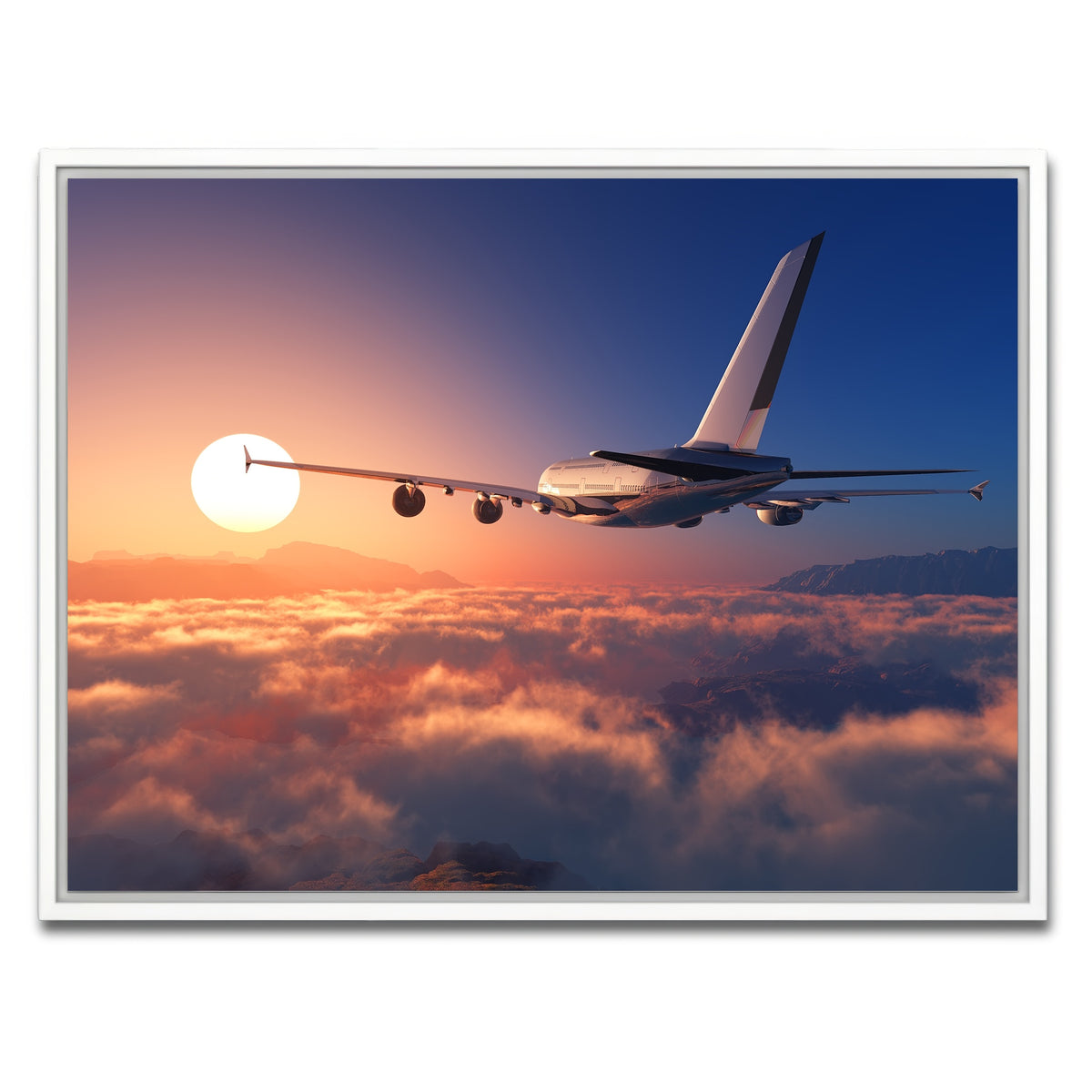 AUTO-MOCKUP WHITE | Airplane above the clouds | 1 Piece | White Framed Canvas | group=4x3
