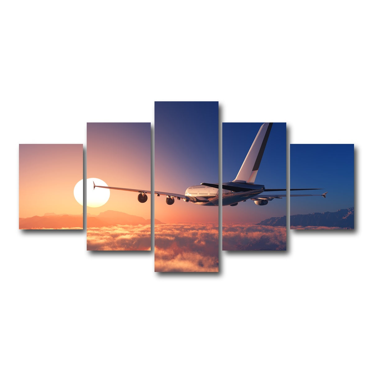 AUTO-MOCKUP WHITE | Airplane above the clouds | 5 Piece | Gallery Wrap Canvas | group=5_short