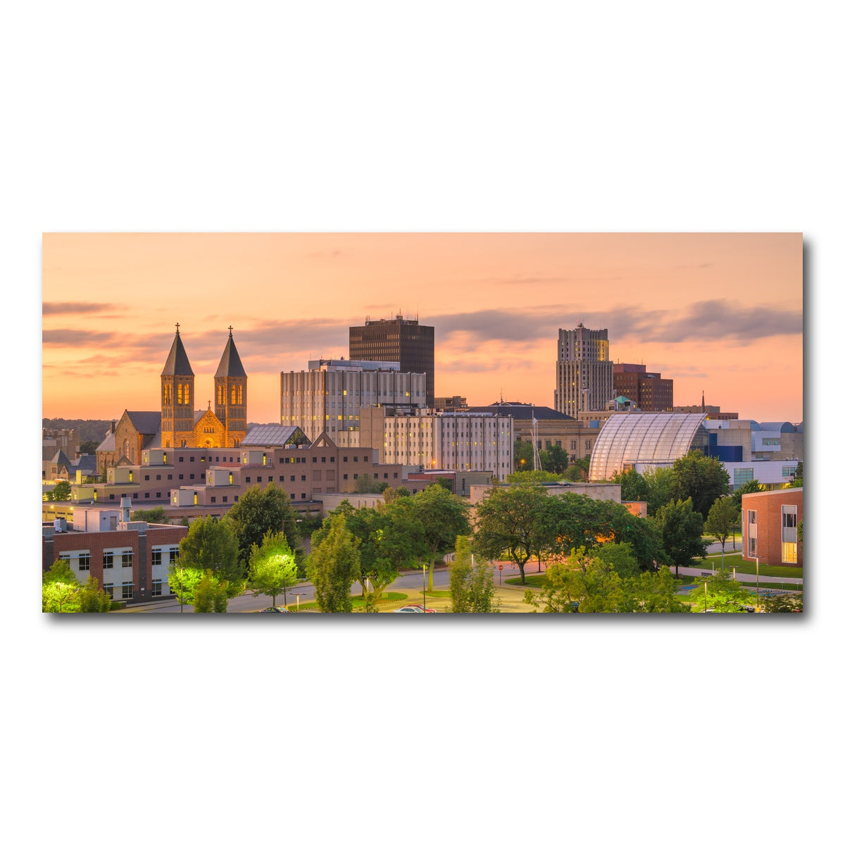AUTO-MOCKUP WHITE | Akron Downtown Skyline | 1 Piece | Gallery Wrap Canvas | group=2x1