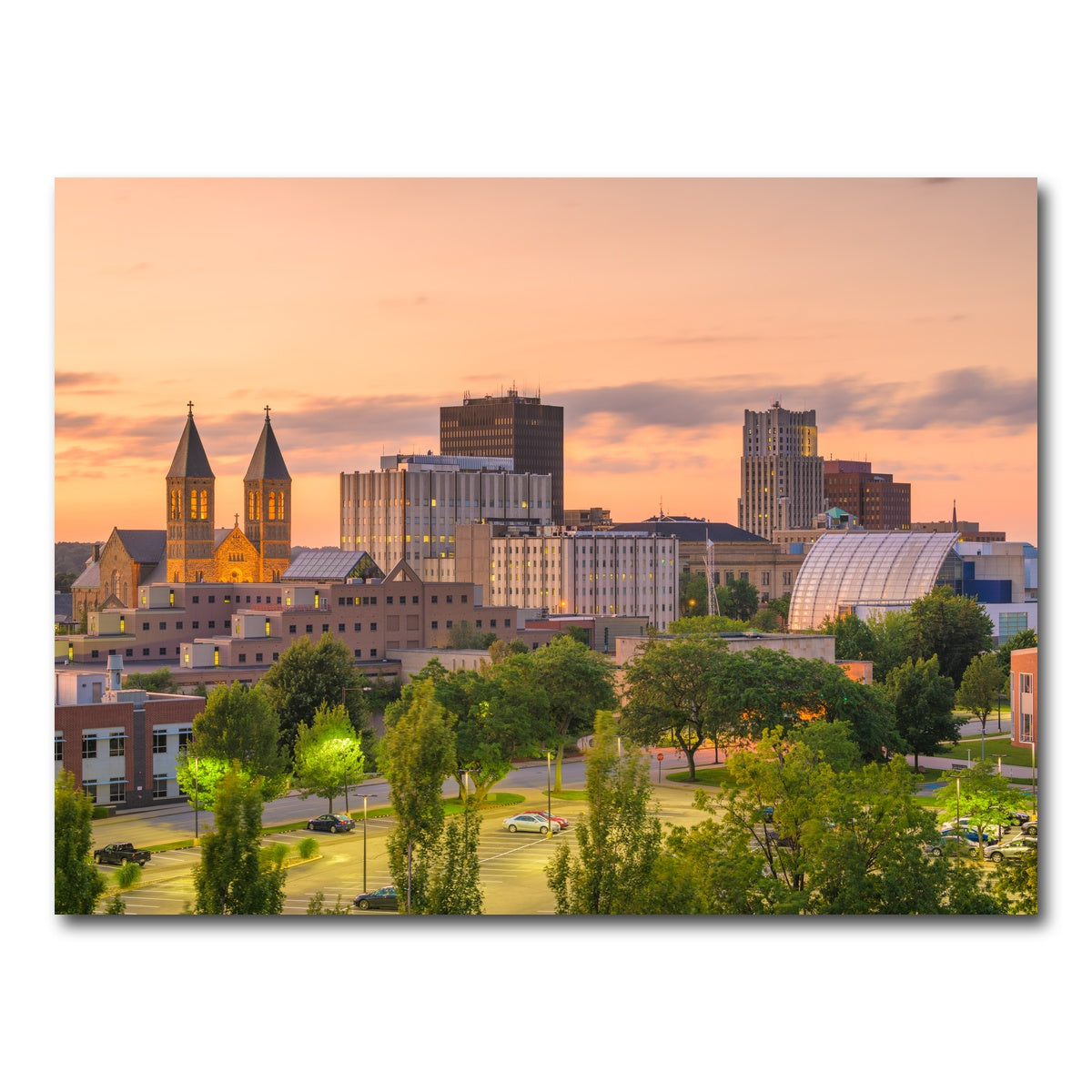AUTO-MOCKUP WHITE | Akron Downtown Skyline | 1 Piece | Gallery Wrap Canvas | group=4x3