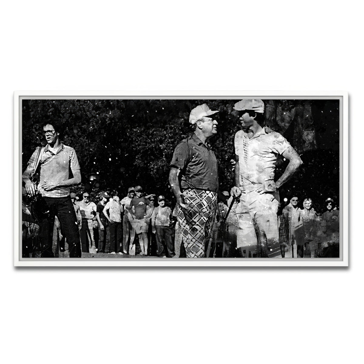 AUTO-MOCKUP WHITE | Al & Ty Caddyshack Grayscale | 1 Piece | White Framed Canvas | group=2x1