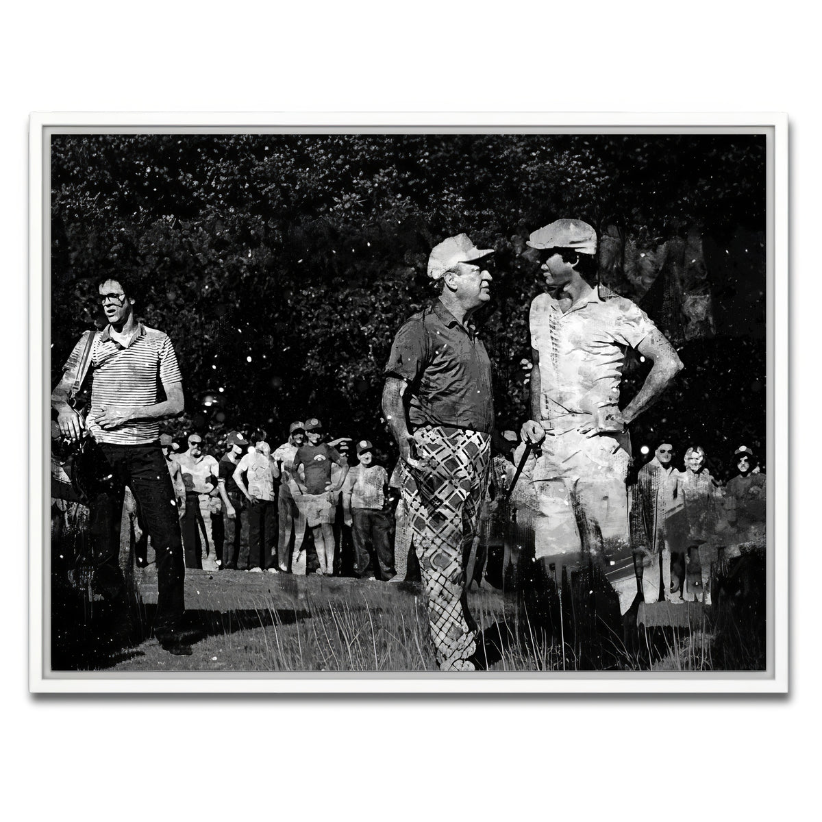 AUTO-MOCKUP WHITE | Al & Ty Caddyshack Grayscale | 1 Piece | White Framed Canvas | group=4x3