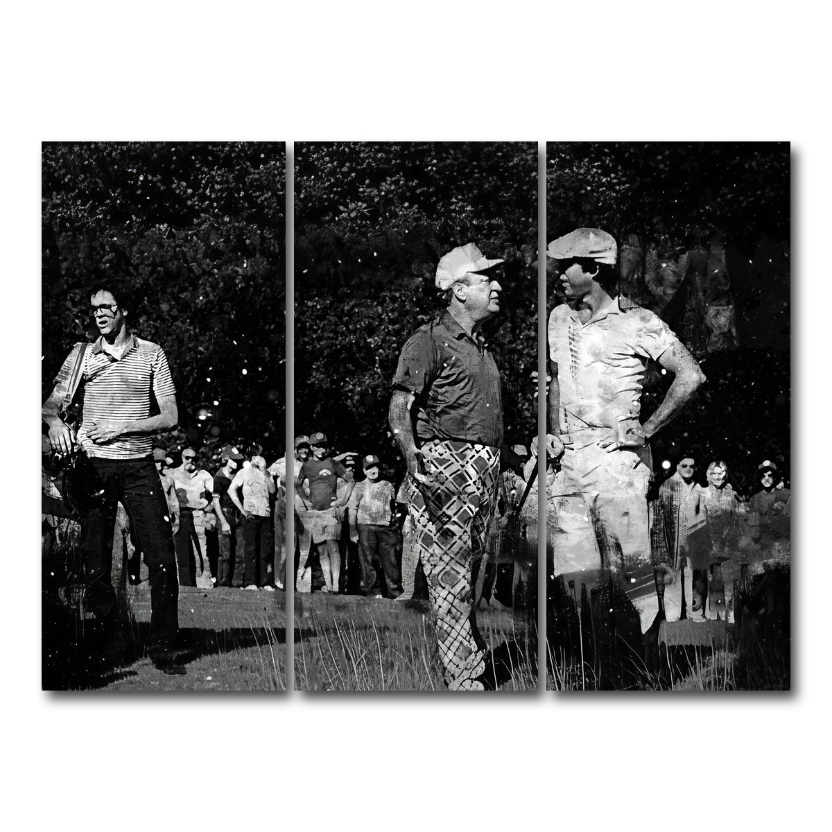 AUTO-MOCKUP WHITE | Al & Ty Caddyshack Grayscale | 3 Piece | Gallery Wrap Canvas | group=8x18