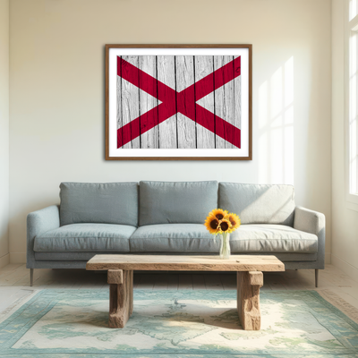 AUTO-MOCKUP ROOM | Alabama State Flag Wall Art
