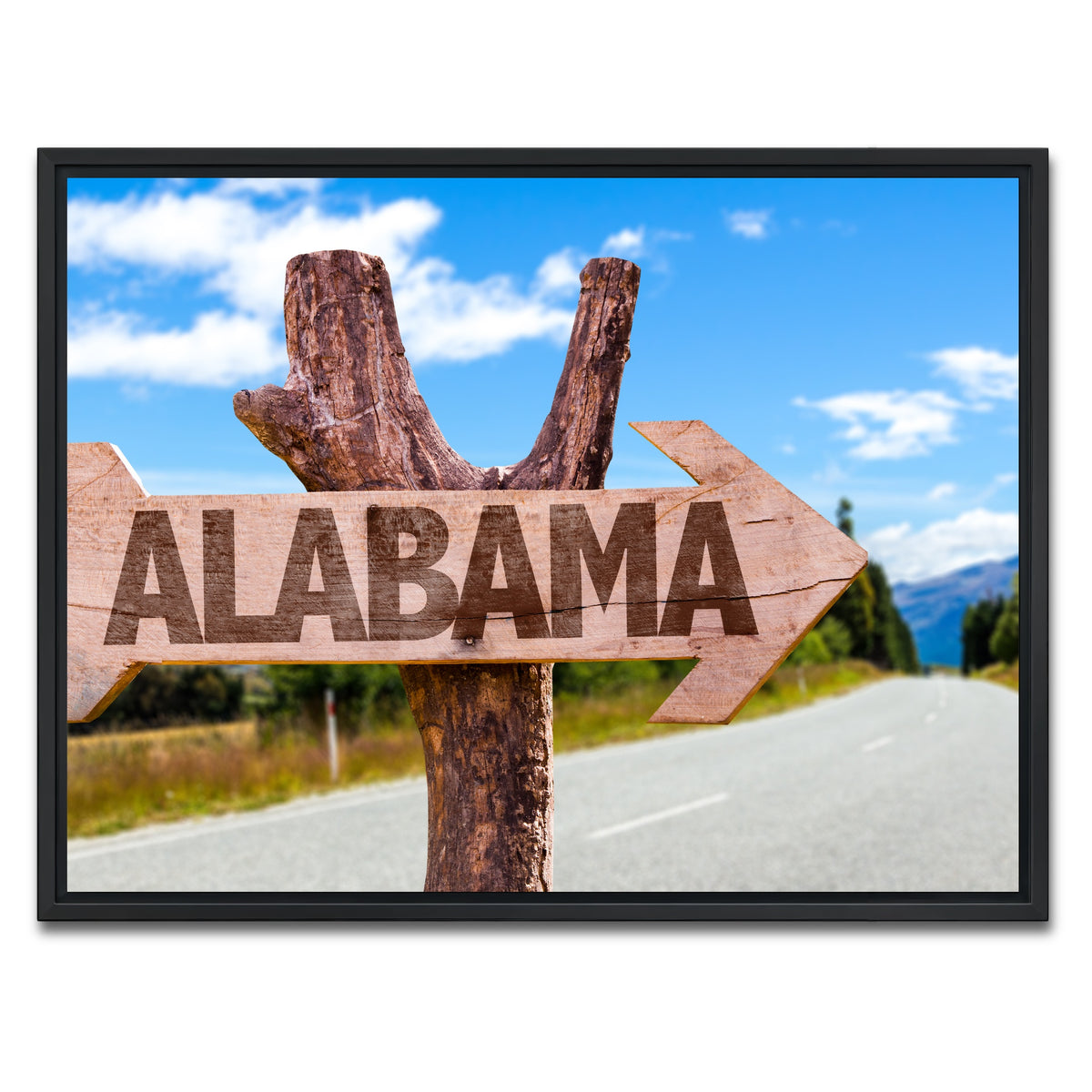 AUTO-MOCKUP WHITE | Alabama wooden sign | 1 Piece | Black Framed Canvas | group=4x3