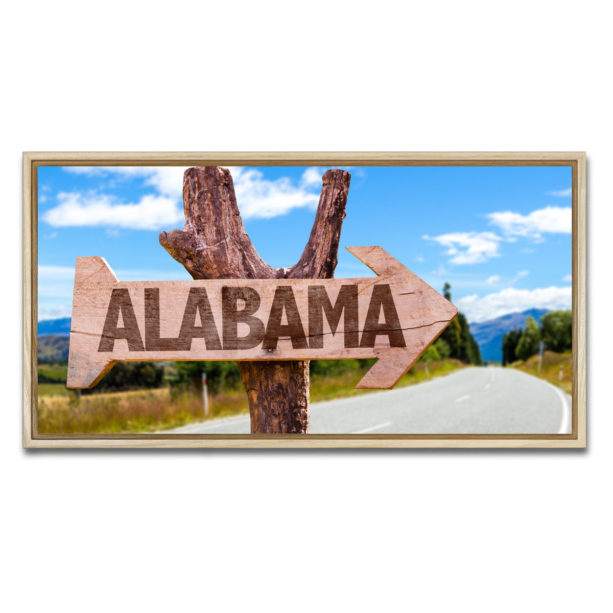 AUTO-MOCKUP WHITE | Alabama wooden sign | 1 Piece | Natural Framed Canvas | group=2x1