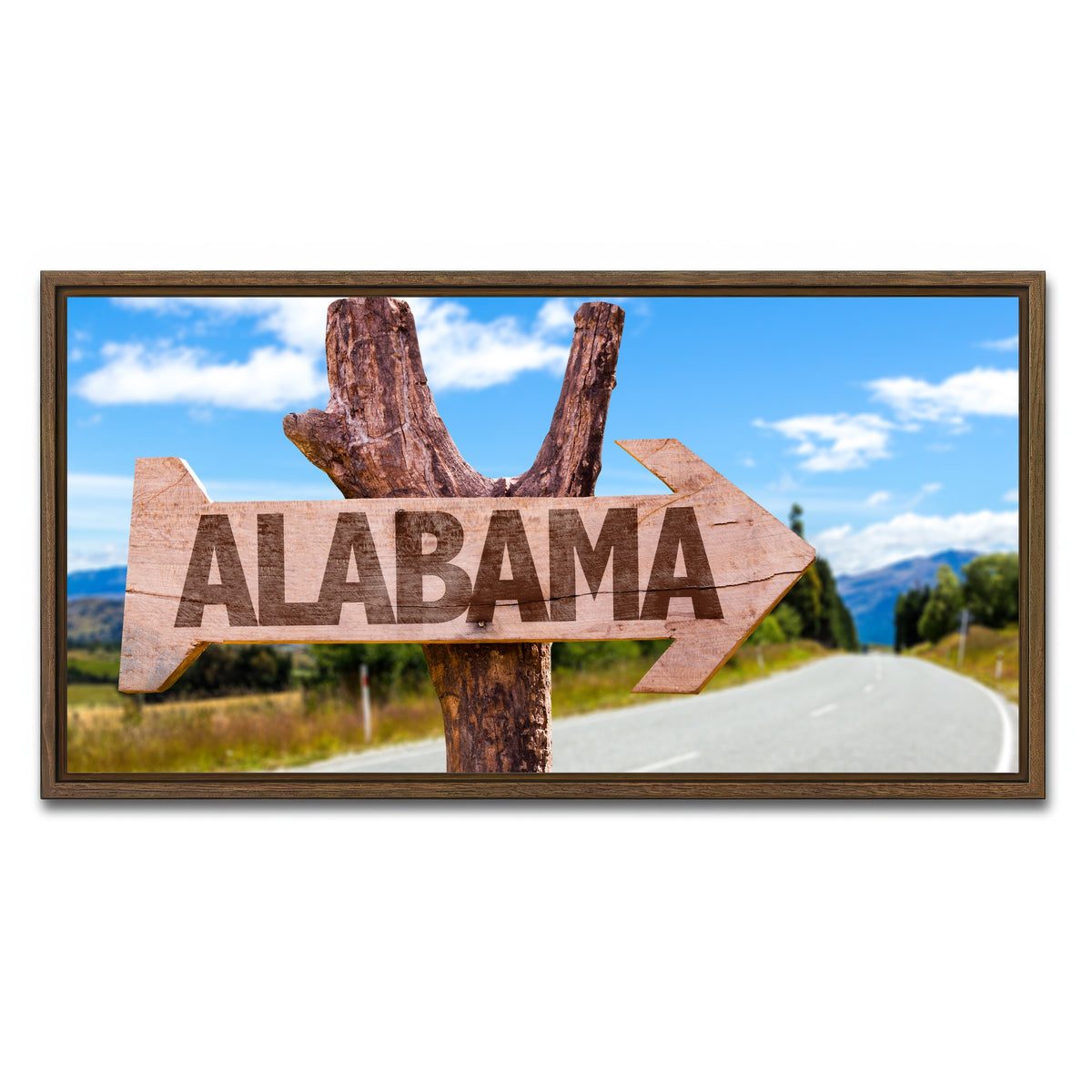 AUTO-MOCKUP WHITE | Alabama wooden sign | 1 Piece | Walnut Framed Canvas | group=2x1