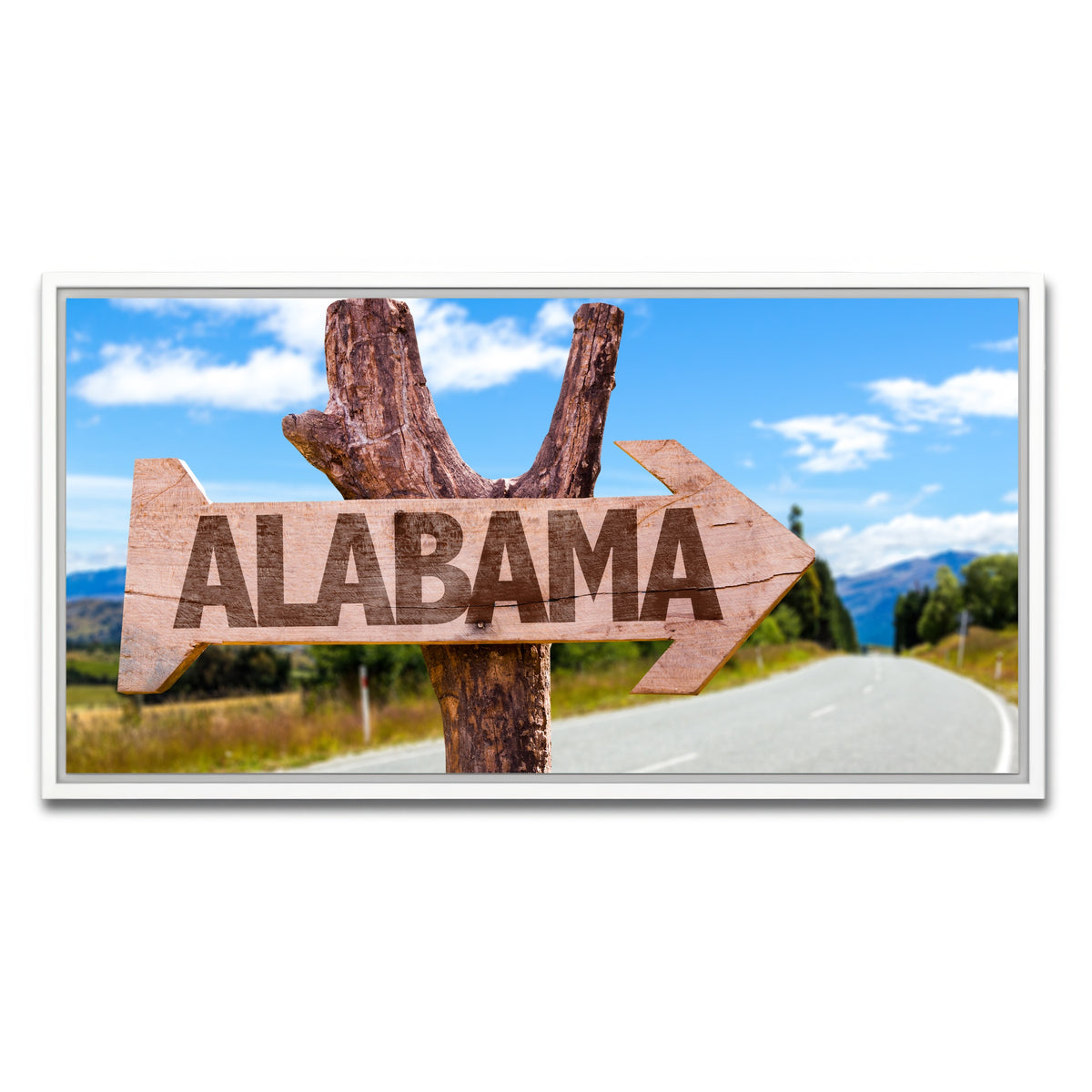 AUTO-MOCKUP WHITE | Alabama wooden sign | 1 Piece | White Framed Canvas | group=2x1