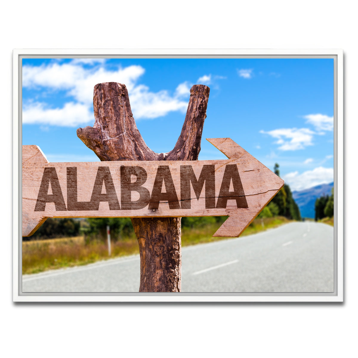 AUTO-MOCKUP WHITE | Alabama wooden sign | 1 Piece | White Framed Canvas | group=4x3