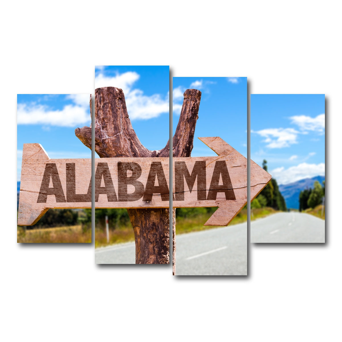 AUTO-MOCKUP WHITE | Alabama wooden sign | 4 Piece | Gallery Wrap Canvas | group=4_short