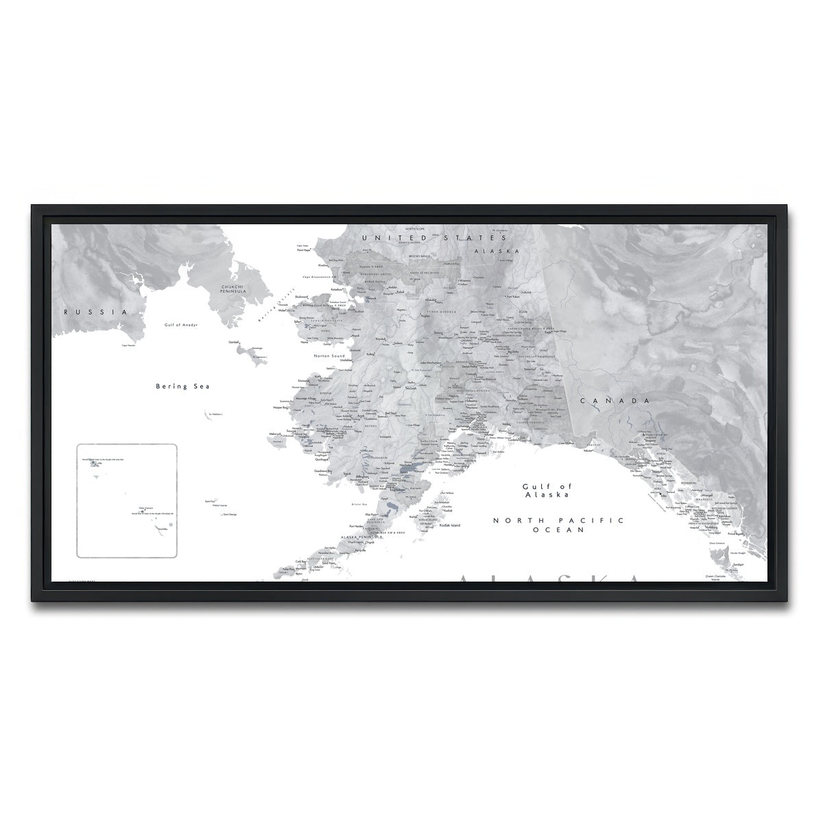 AUTO-MOCKUP WHITE | Alaska Map 2 | 1 Piece | Black Framed Canvas | group=2x1