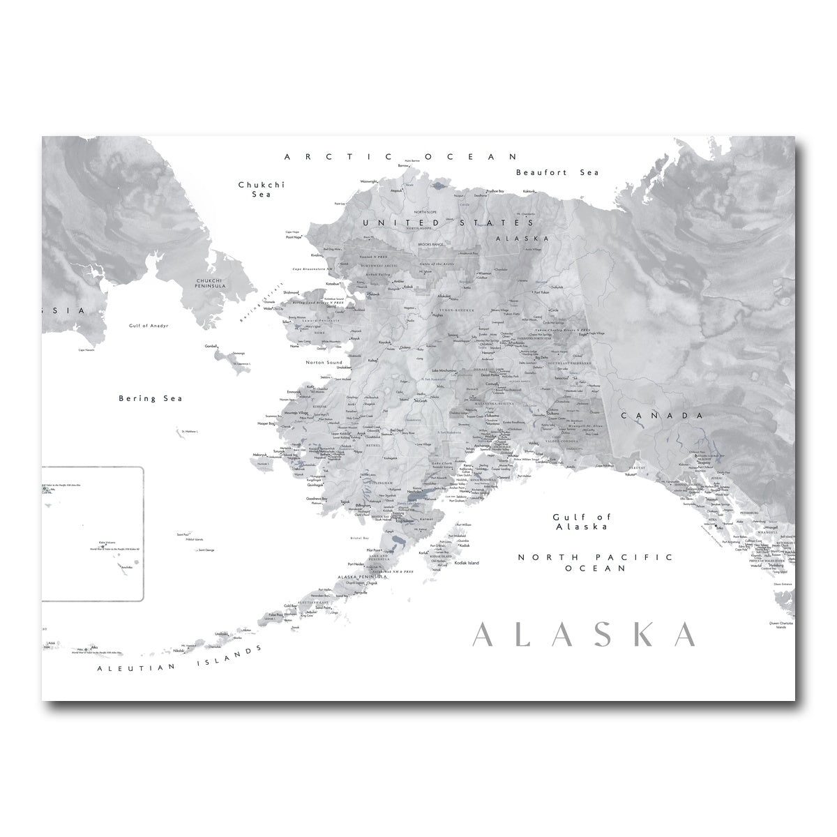AUTO-MOCKUP WHITE | Alaska Map 2 | 1 Piece | Gallery Wrap Canvas | group=4x3