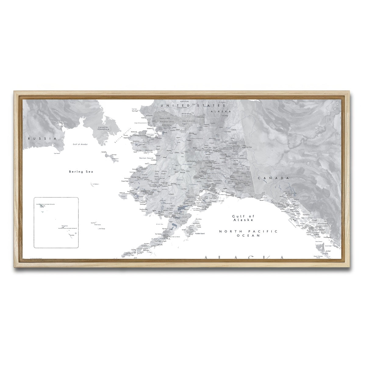 AUTO-MOCKUP WHITE | Alaska Map 2 | 1 Piece | Natural Framed Canvas | group=2x1