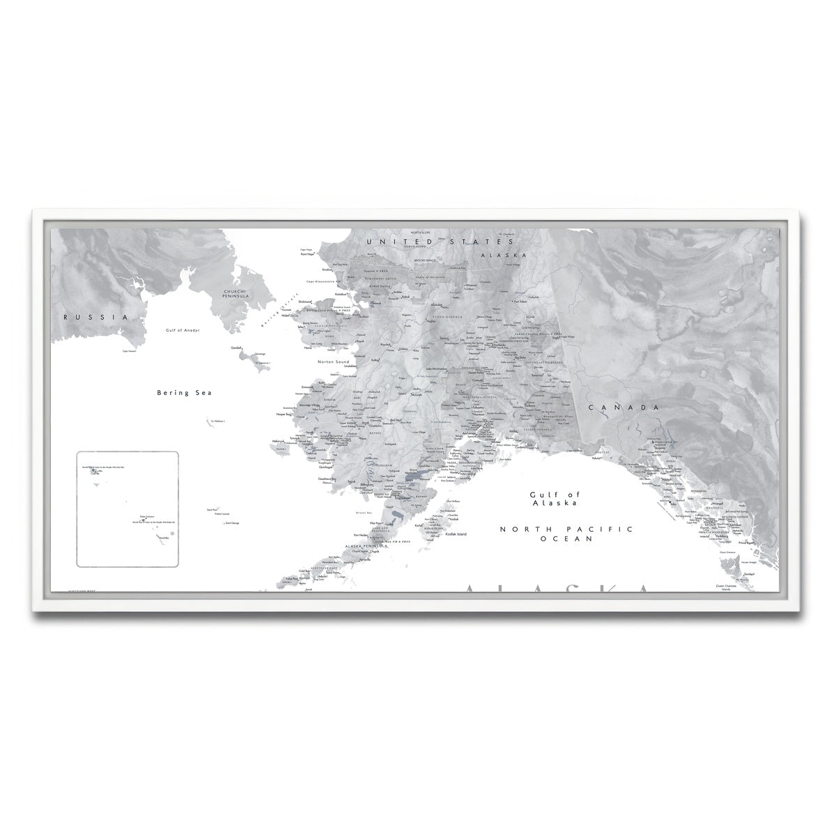 AUTO-MOCKUP WHITE | Alaska Map 2 | 1 Piece | White Framed Canvas | group=2x1