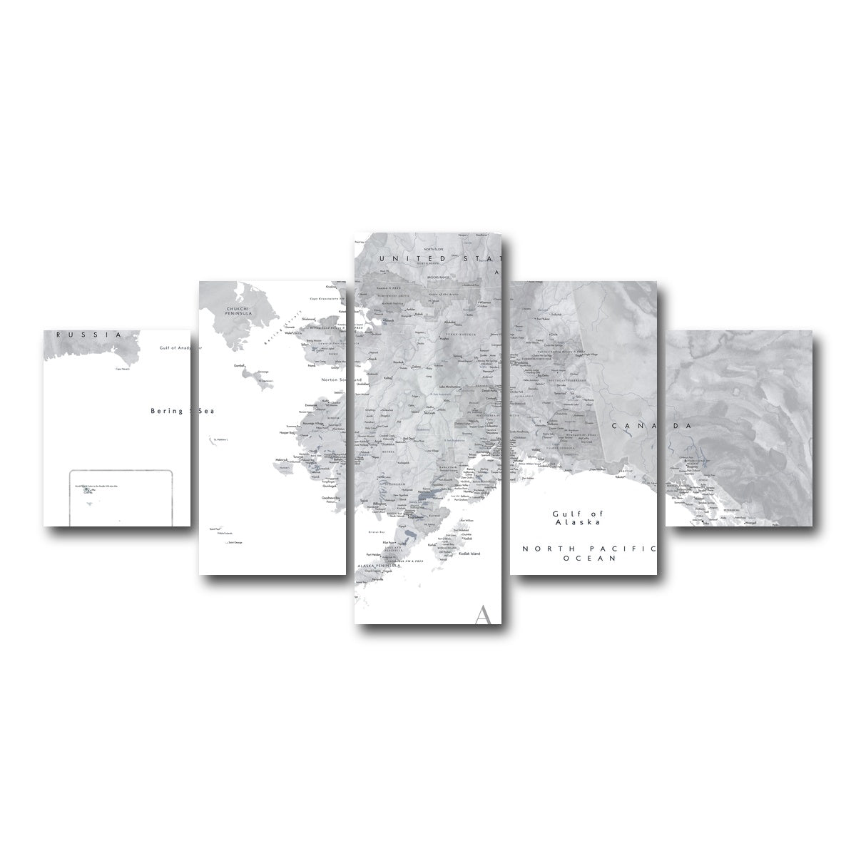 AUTO-MOCKUP WHITE | Alaska Map 2 | 5 Piece | Gallery Wrap Canvas | group=5_short