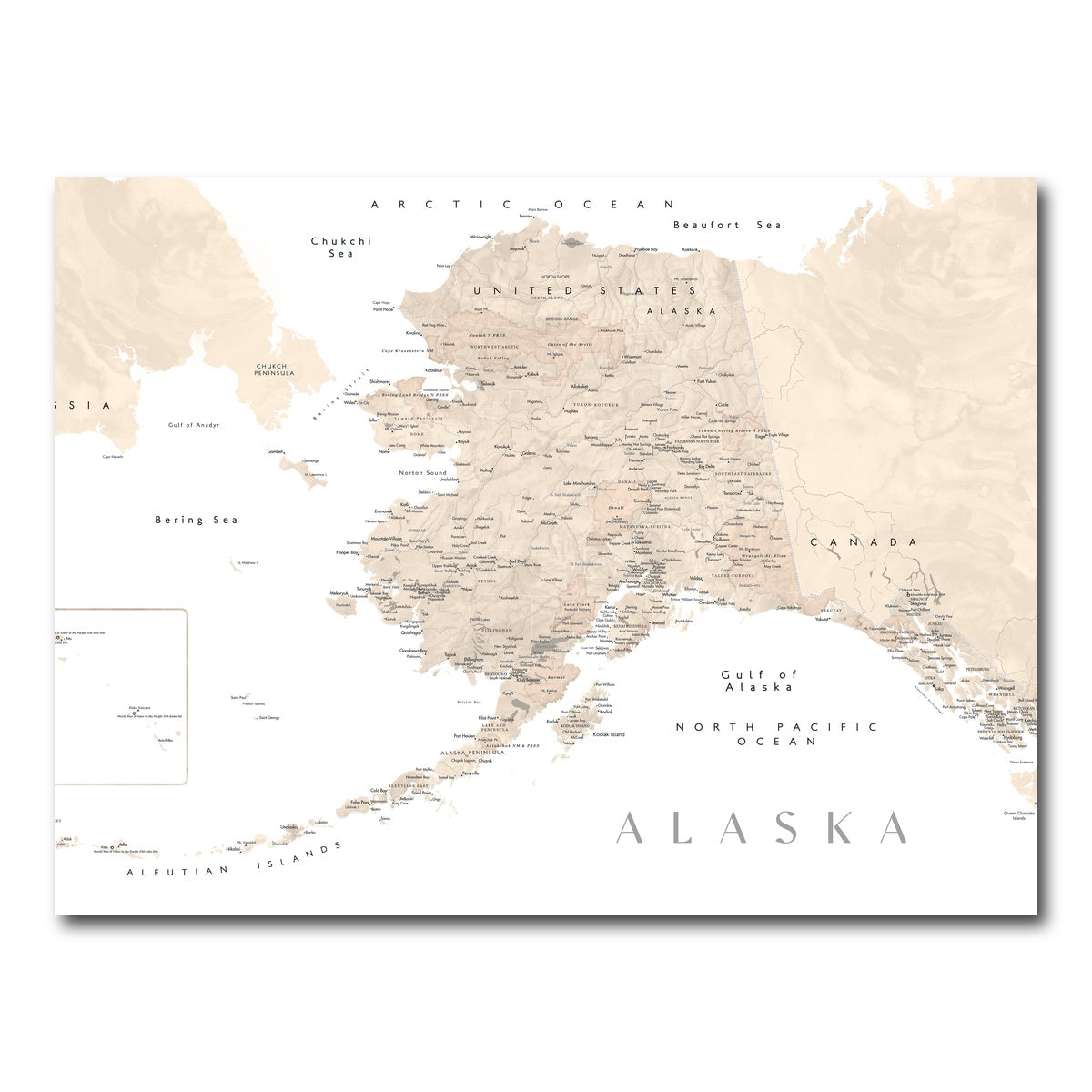 AUTO-MOCKUP WHITE | Alaska Map 3 | 1 Piece | Gallery Wrap Canvas | group=4x3