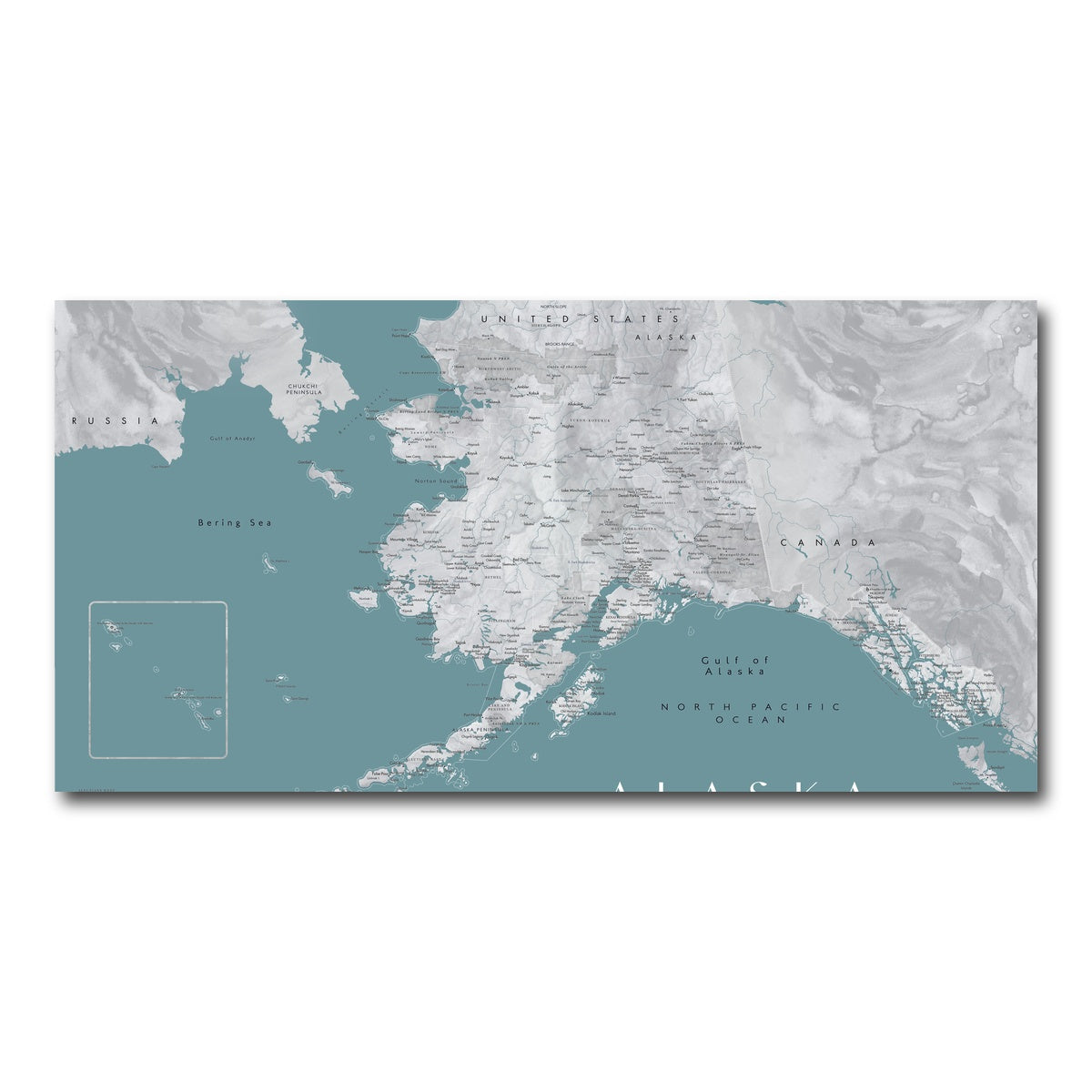 AUTO-MOCKUP WHITE | Alaska Map | 1 Piece | Gallery Wrap Canvas | group=2x1