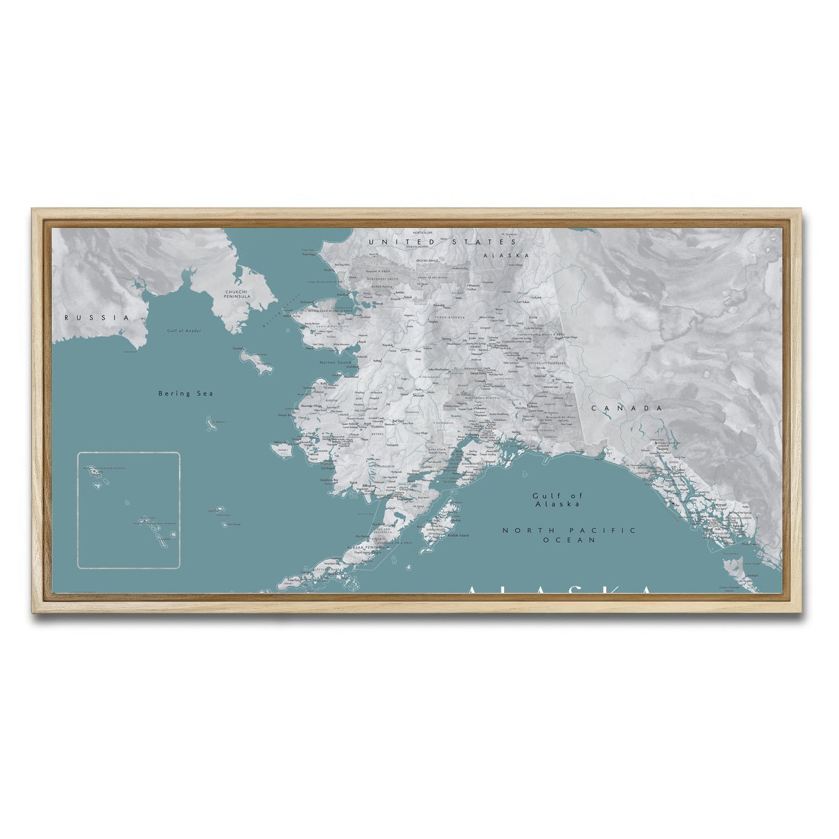 AUTO-MOCKUP WHITE | Alaska Map | 1 Piece | Natural Framed Canvas | group=2x1