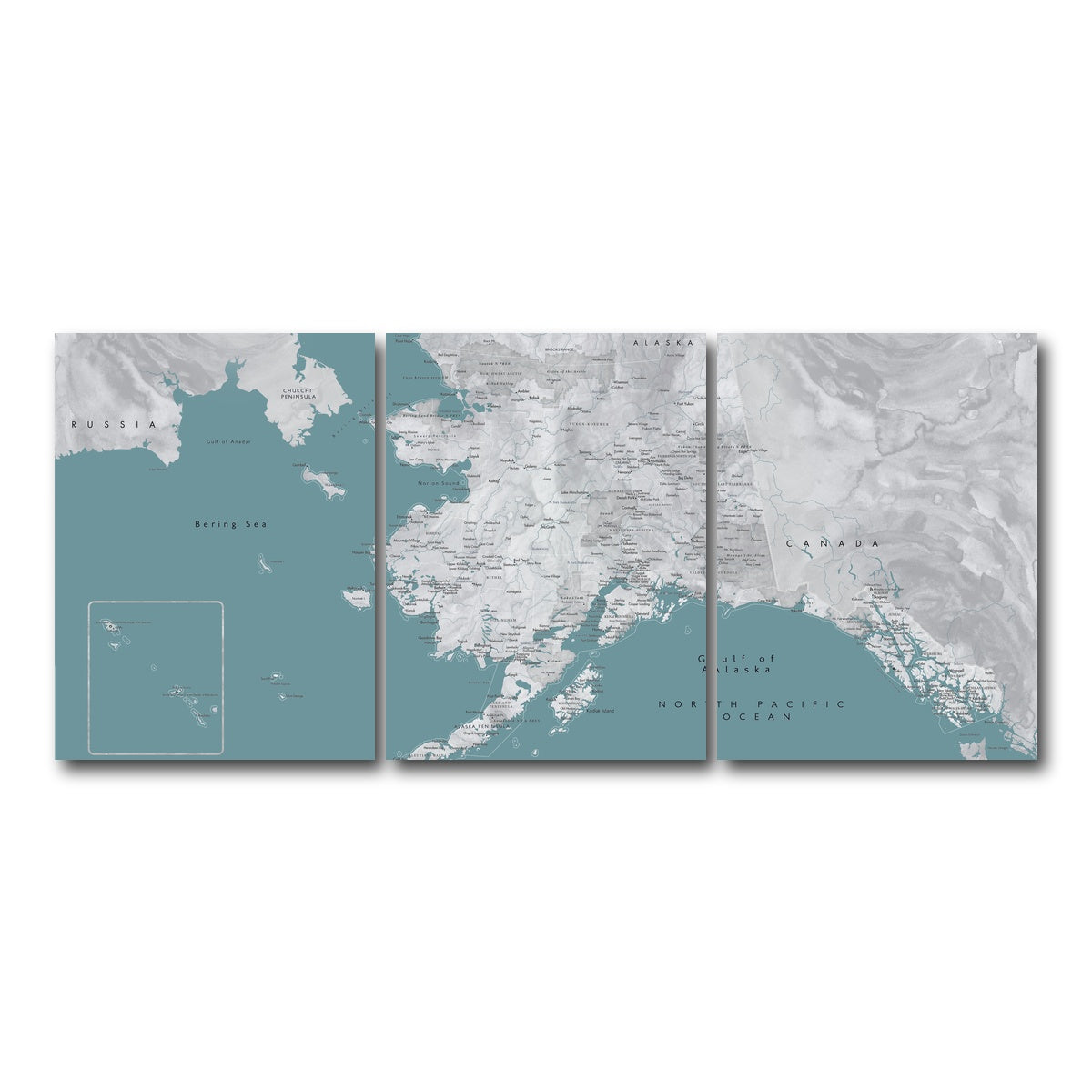 AUTO-MOCKUP WHITE | Alaska Map | 3 Piece | Gallery Wrap Canvas | group=18x24