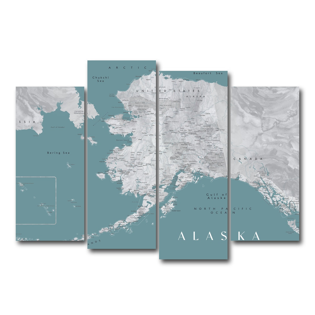 AUTO-MOCKUP WHITE | Alaska Map | 4 Piece | Gallery Wrap Canvas | group=4_normal