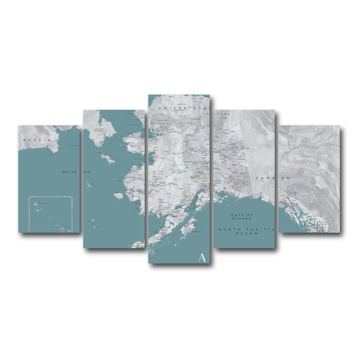 AUTO-MOCKUP WHITE | Alaska Map | 5 Piece | Gallery Wrap Canvas | group=5_normal