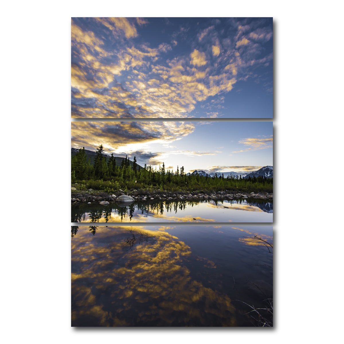 AUTO-MOCKUP WHITE | Alaskan Evening | 3 Piece | Gallery Wrap Canvas | group=12x24_stacked