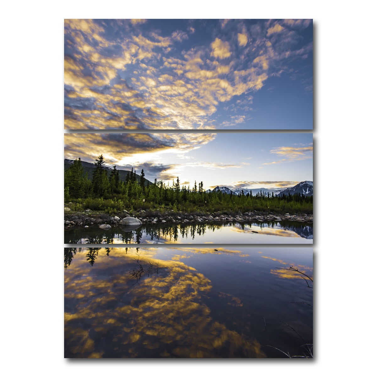 AUTO-MOCKUP WHITE | Alaskan Evening | 3 Piece | Gallery Wrap Canvas | group=8x18_stacked