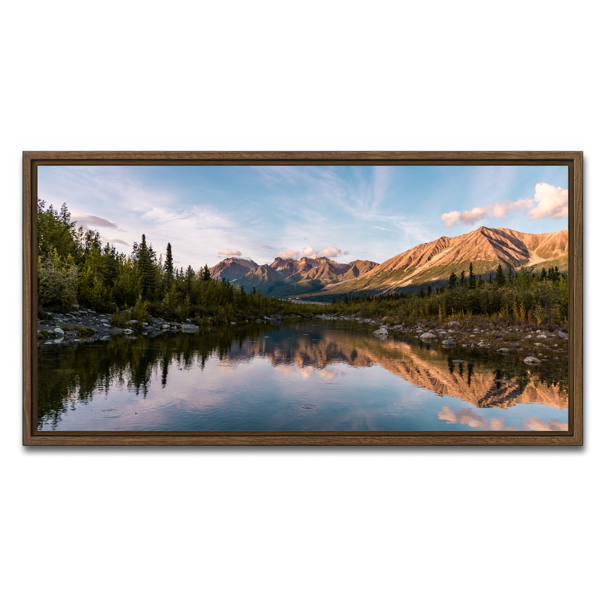 AUTO-MOCKUP WHITE | Alaskan Reflection | 1 Piece | Walnut Framed Canvas | group=2x1