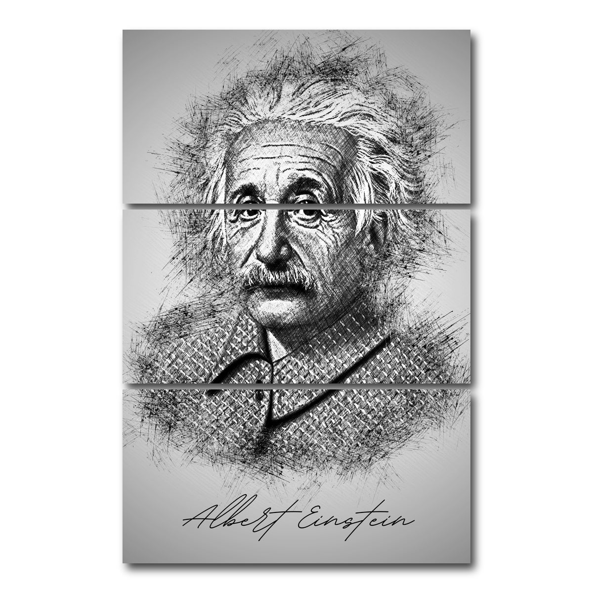 AUTO-MOCKUP WHITE | Albert Einstein | 3 Piece | Gallery Wrap Canvas | group=12x24_stacked