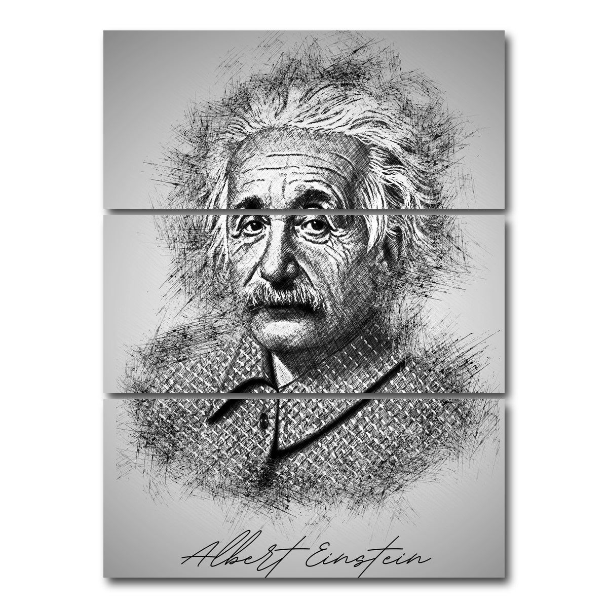 AUTO-MOCKUP WHITE | Albert Einstein | 3 Piece | Gallery Wrap Canvas | group=8x18_stacked