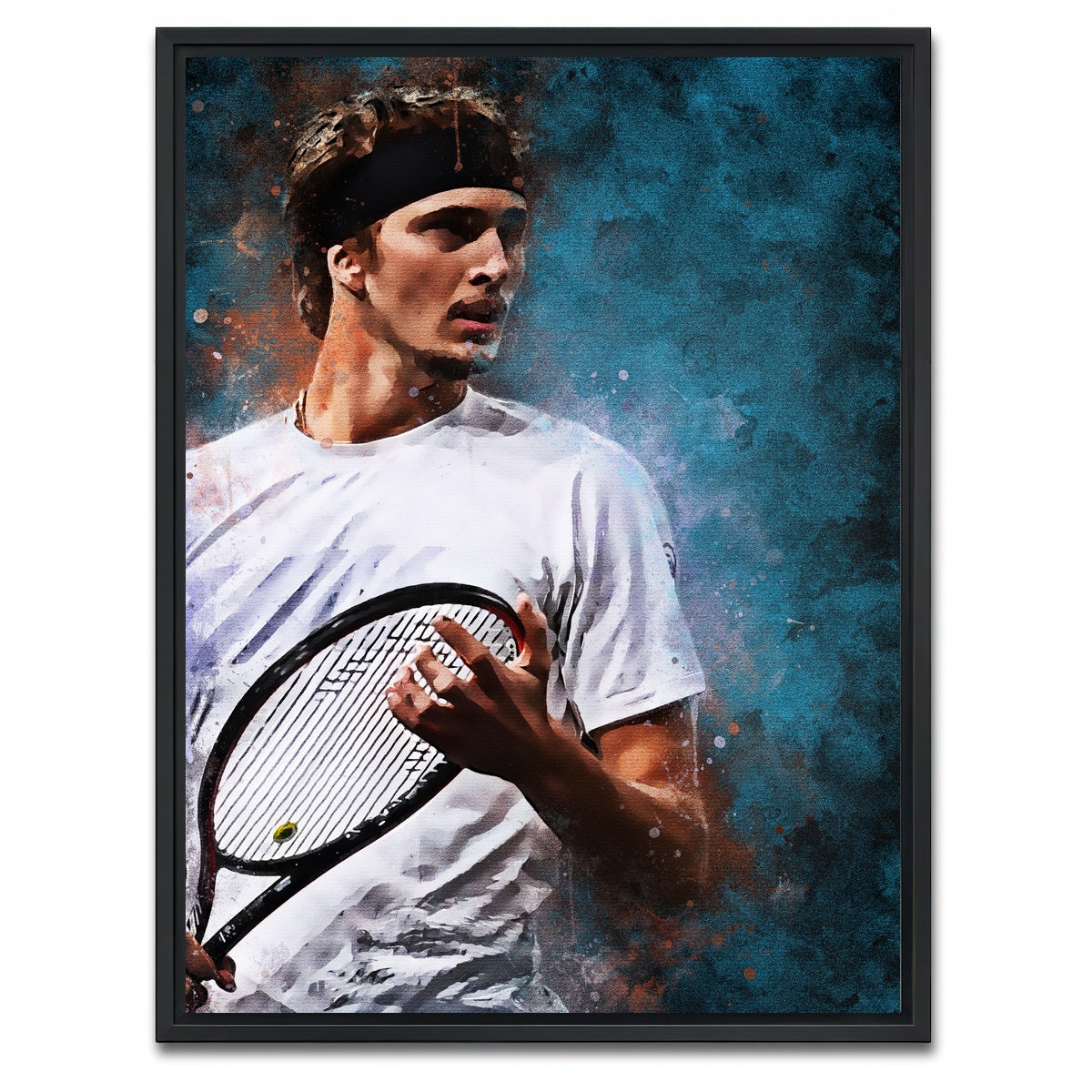AUTO-MOCKUP WHITE | Alexander Zverev | 1 Piece | Black Framed Canvas | group=3x4