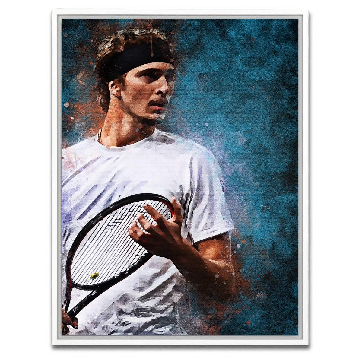AUTO-MOCKUP WHITE | Alexander Zverev | 1 Piece | White Framed Canvas | group=3x4