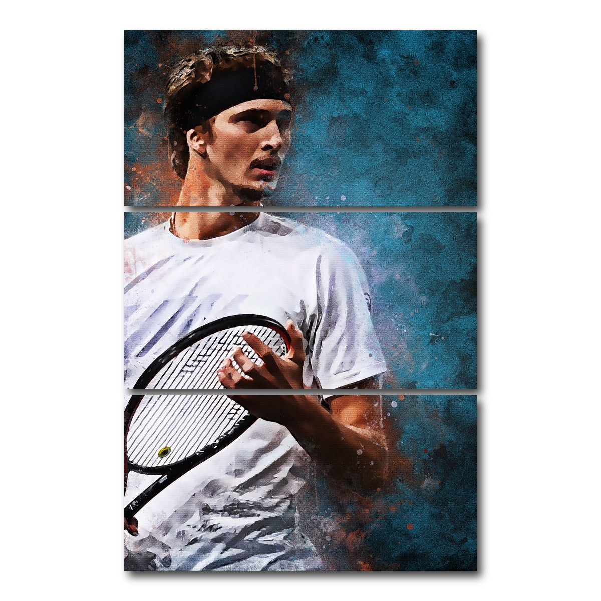 AUTO-MOCKUP WHITE | Alexander Zverev | 3 Piece | Gallery Wrap Canvas | group=12x24_stacked