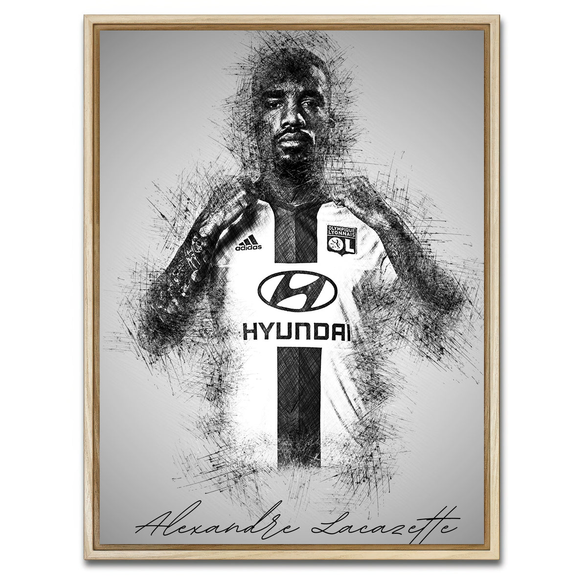AUTO-MOCKUP WHITE | Alexandre Lacazette | 1 Piece | Natural Framed Canvas | group=3x4