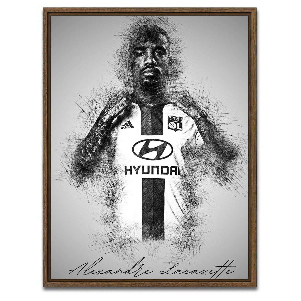 AUTO-MOCKUP WHITE | Alexandre Lacazette | 1 Piece | Walnut Framed Canvas | group=3x4