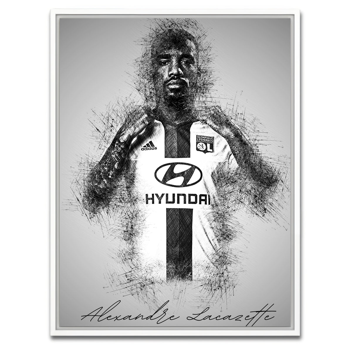 AUTO-MOCKUP WHITE | Alexandre Lacazette | 1 Piece | White Framed Canvas | group=3x4