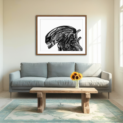 AUTO-MOCKUP ROOM | Alien Sketch Wall Art