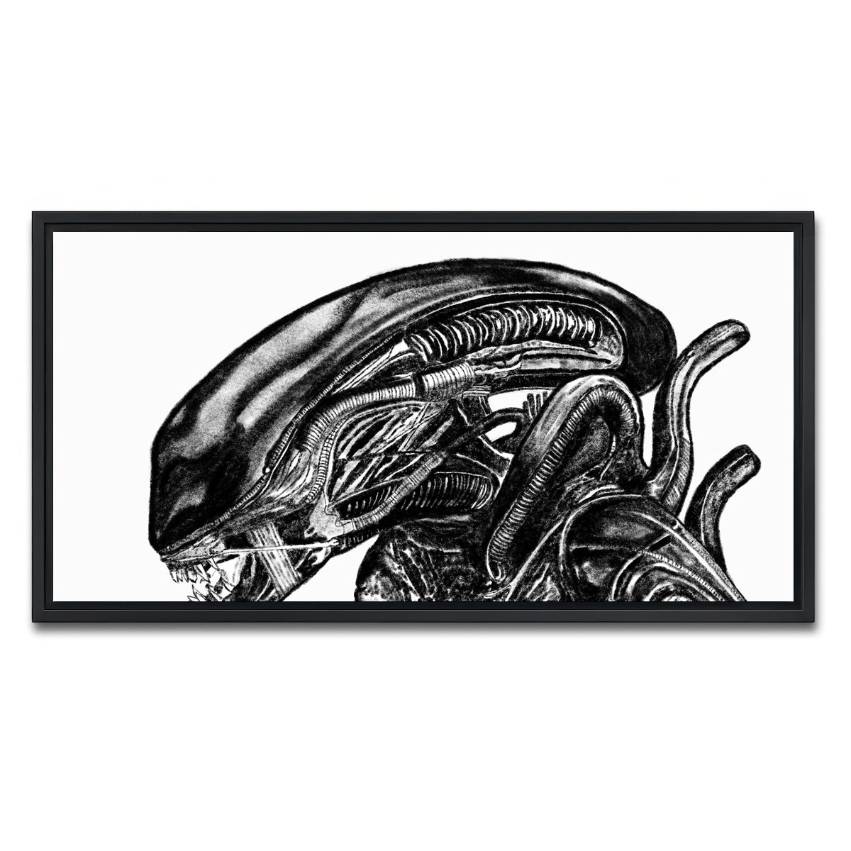 AUTO-MOCKUP WHITE | Alien Sketch | 1 Piece | Black Framed Canvas | group=2x1