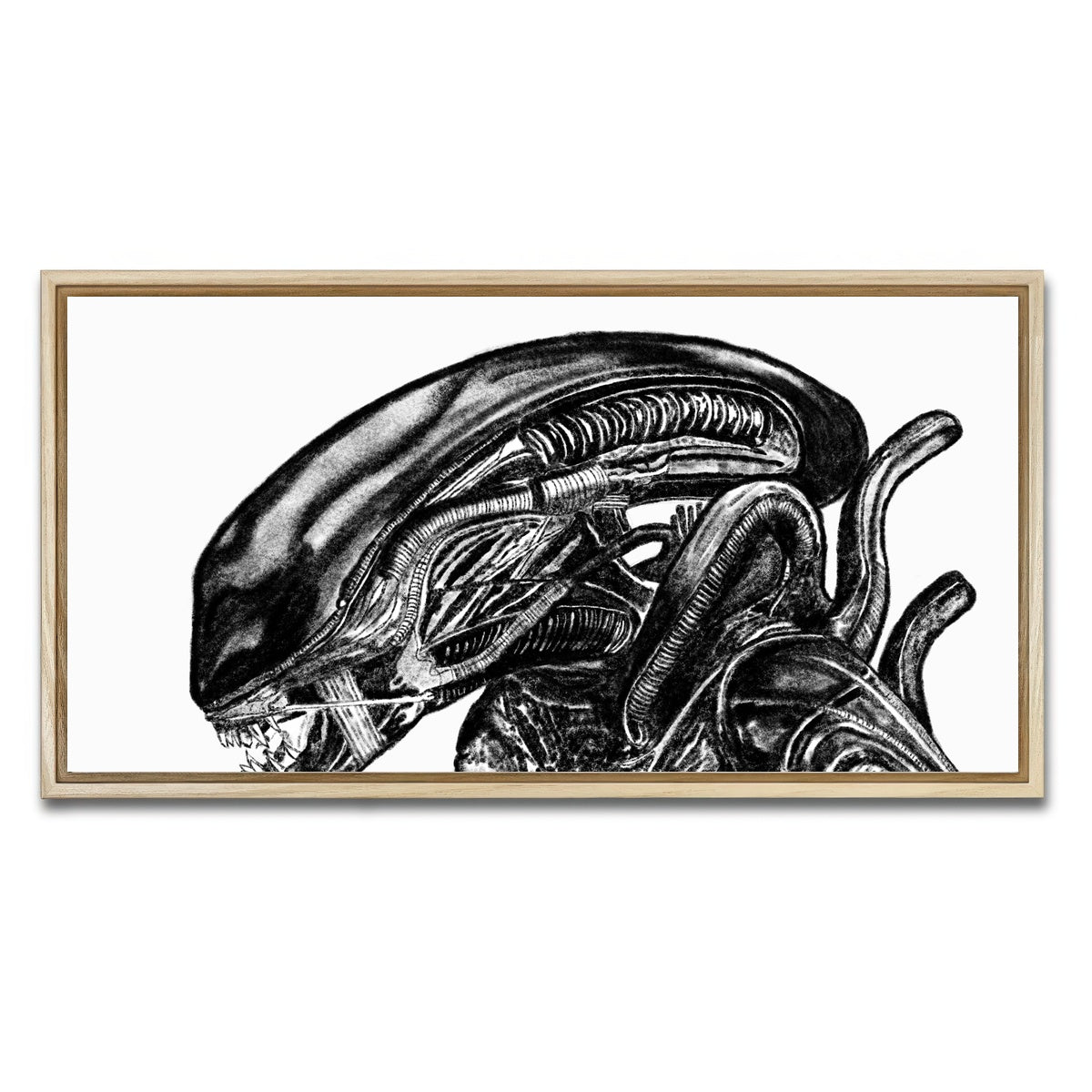 AUTO-MOCKUP WHITE | Alien Sketch | 1 Piece | Natural Framed Canvas | group=2x1