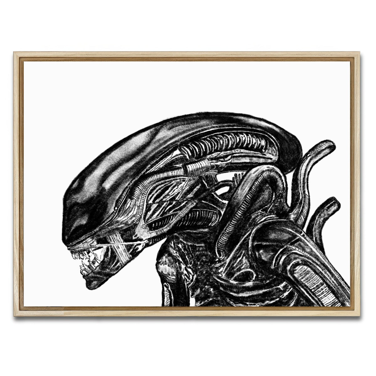 AUTO-MOCKUP WHITE | Alien Sketch | 1 Piece | Natural Framed Canvas | group=4x3