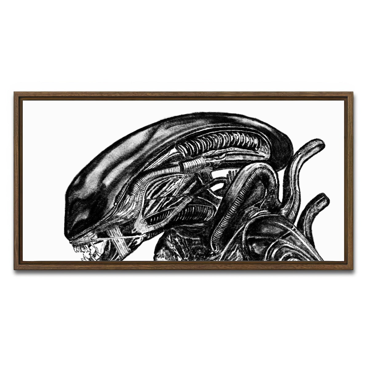 AUTO-MOCKUP WHITE | Alien Sketch | 1 Piece | Walnut Framed Canvas | group=2x1