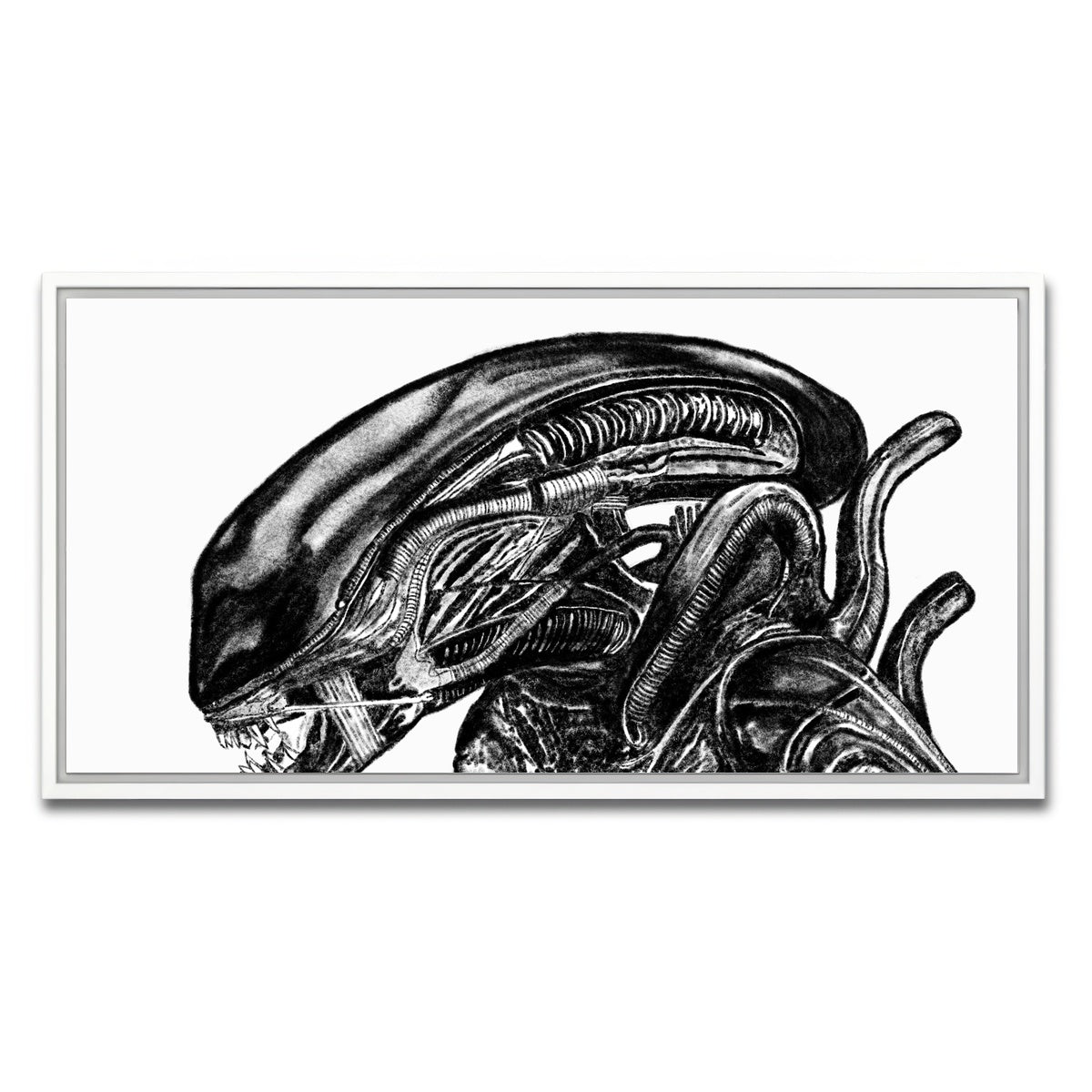 AUTO-MOCKUP WHITE | Alien Sketch | 1 Piece | White Framed Canvas | group=2x1