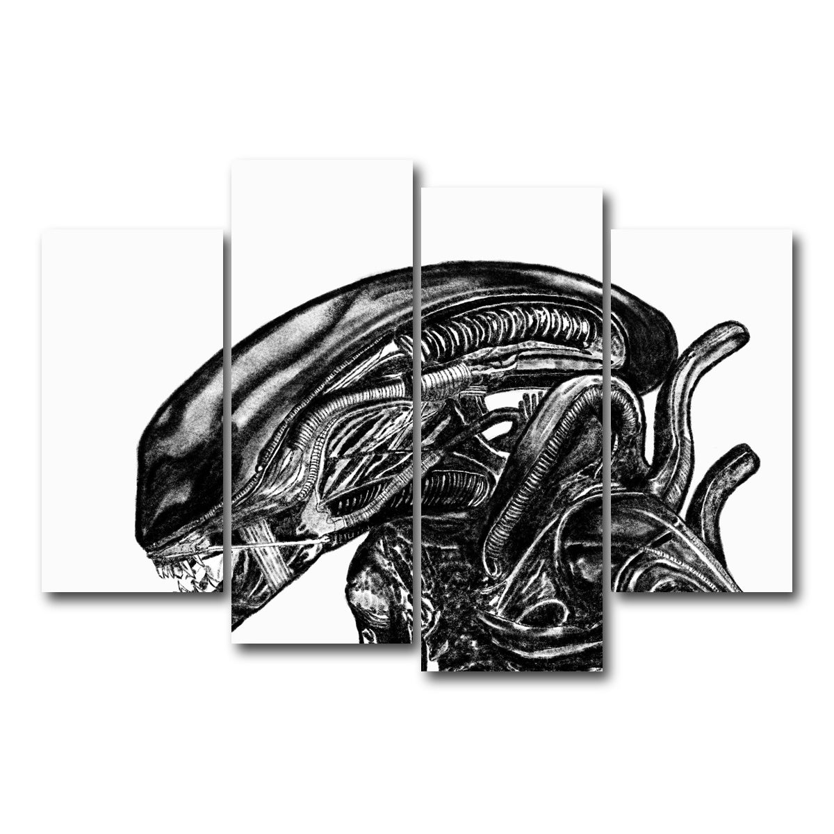 AUTO-MOCKUP WHITE | Alien Sketch | 4 Piece | Gallery Wrap Canvas | group=4_short