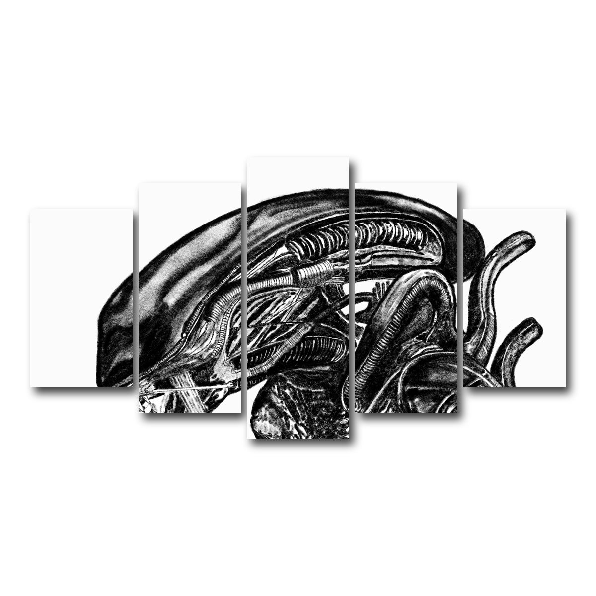 AUTO-MOCKUP WHITE | Alien Sketch | 5 Piece | Gallery Wrap Canvas | group=5_normal