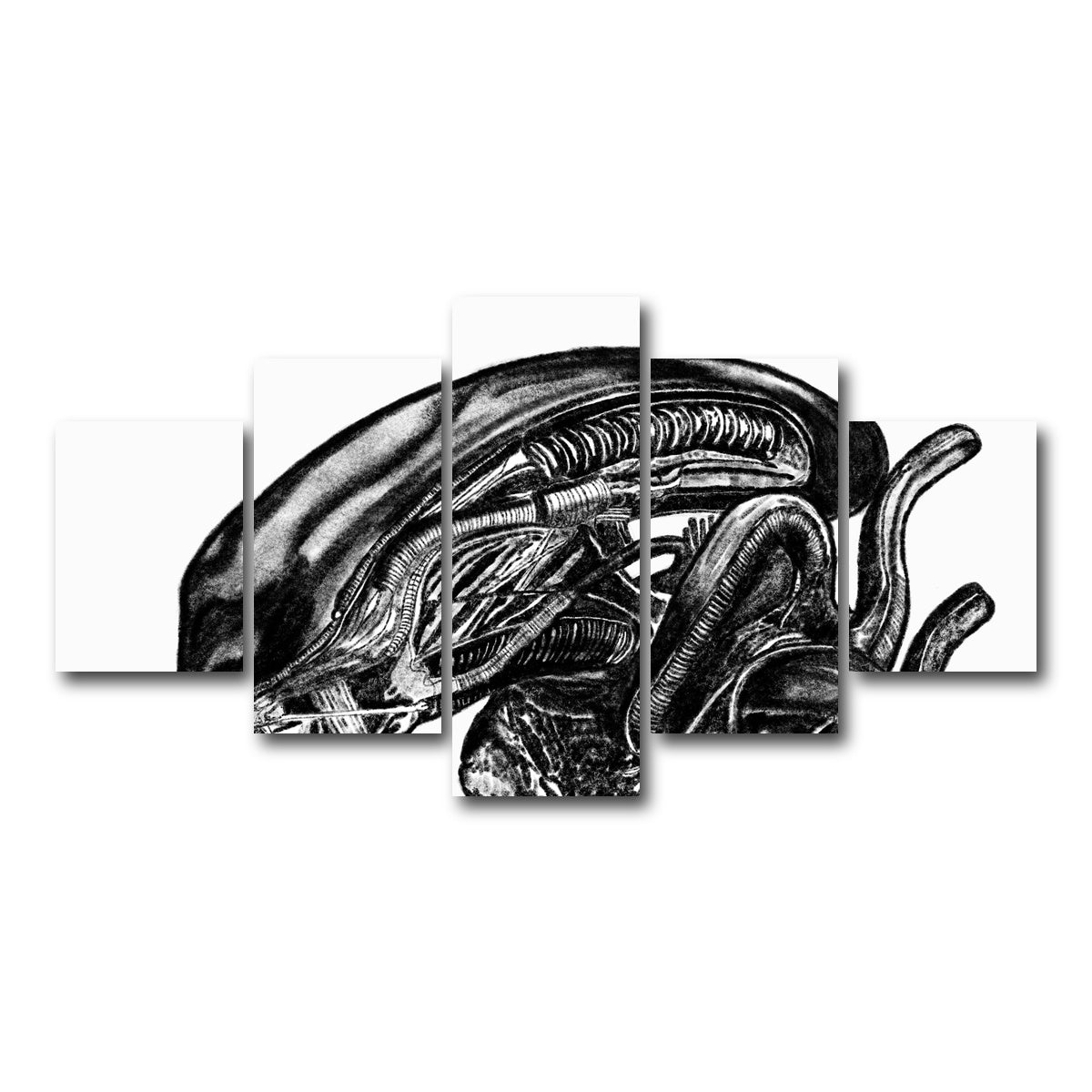 AUTO-MOCKUP WHITE | Alien Sketch | 5 Piece | Gallery Wrap Canvas | group=5_short
