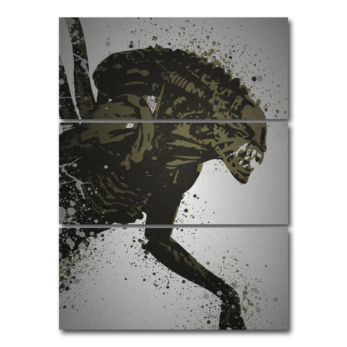 AUTO-MOCKUP WHITE | Alien Xenomorph | 3 Piece | Gallery Wrap Canvas | group=8x18_stacked