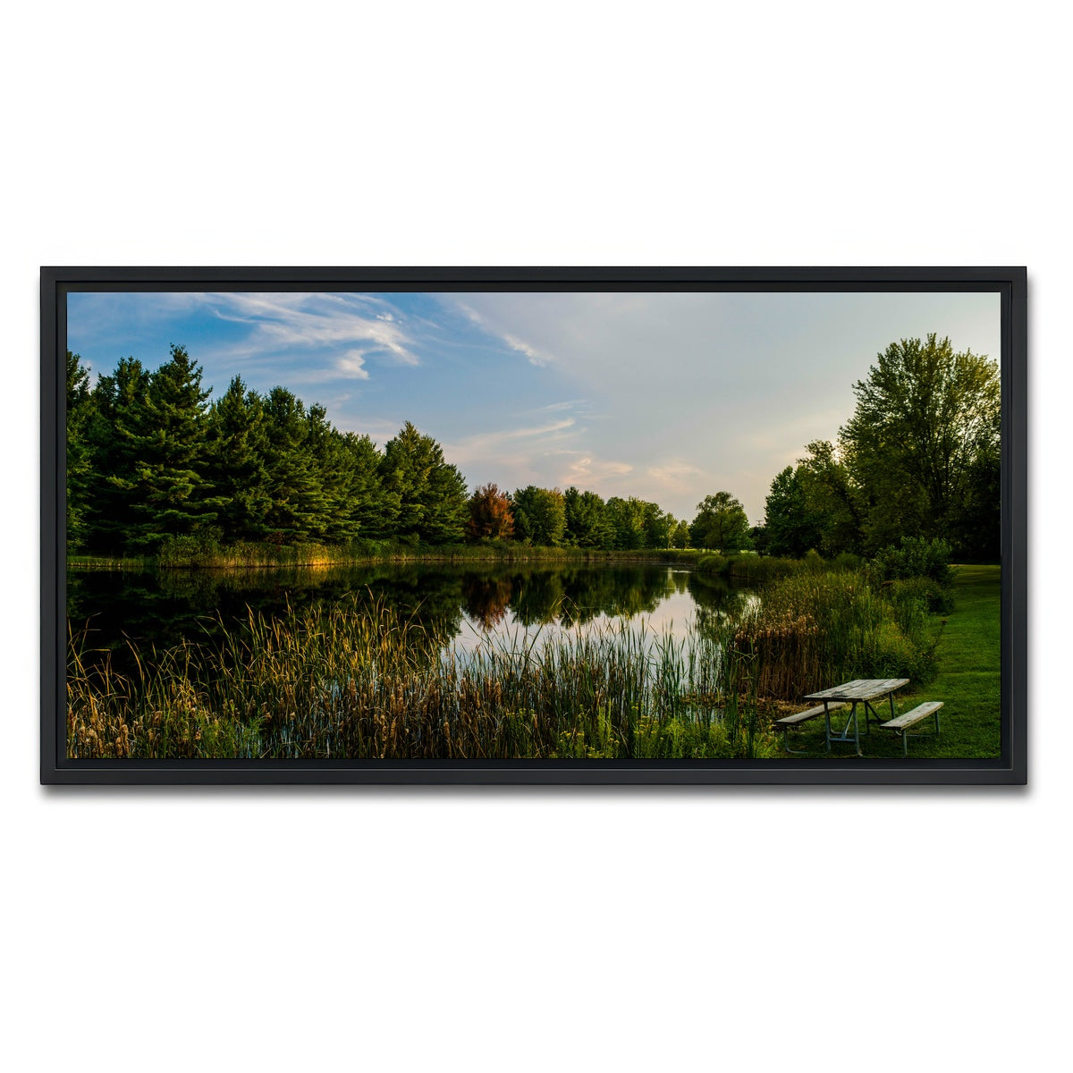 AUTO-MOCKUP WHITE | Alum Creek Fishing Pond | 1 Piece | Black Framed Canvas | group=2x1